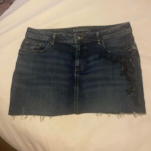 Sonoma embroidered Women's Embellished Denim Mini Skirt - Dark Blue